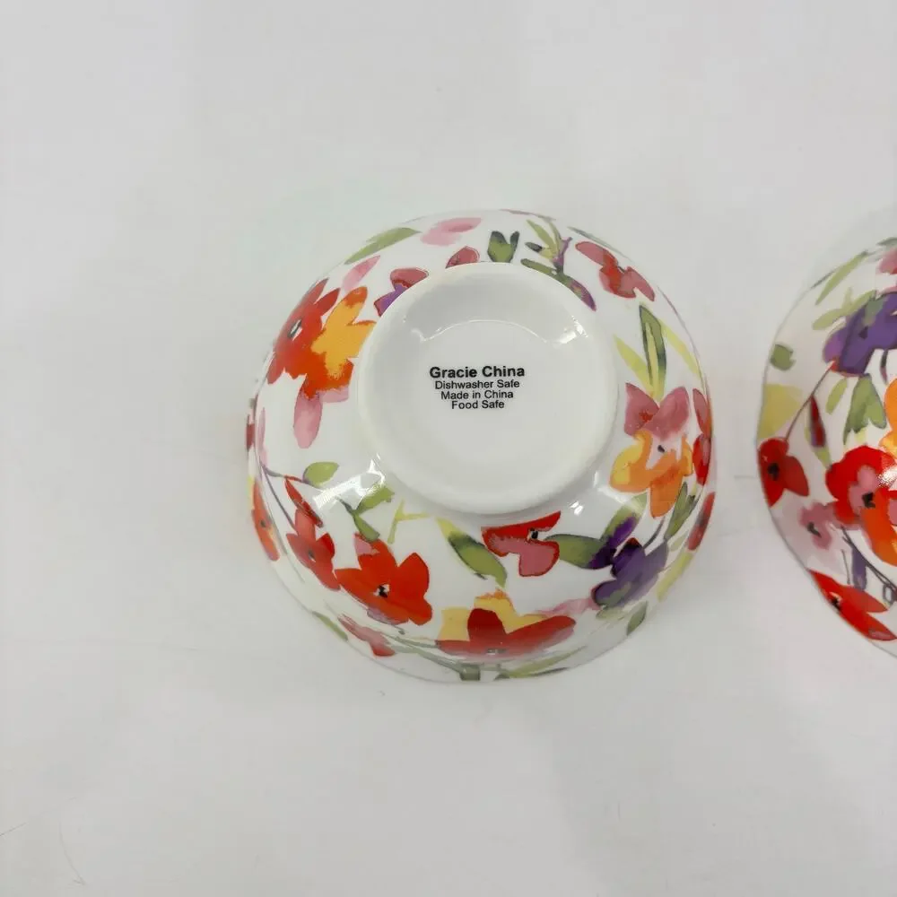 Gracie China Small Soup Bowl Floral Porcelain Bowls Gold Trip Scalloped